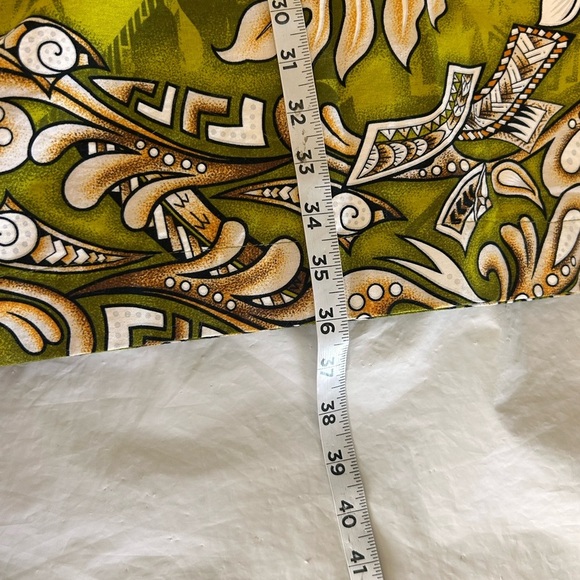 VINTAGE 70s Handmade Hawaiian Polynesian Sea Turtle Print Green Maxi Skirt M/L - Picture 8 of 8